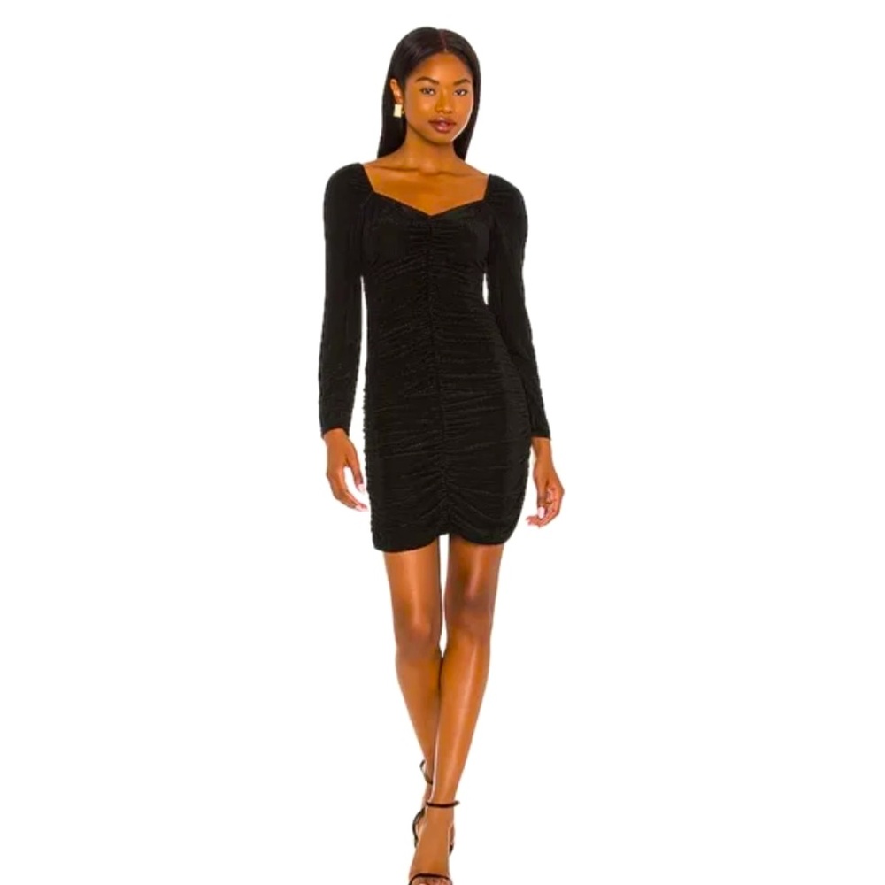 NWT Mink Pink Black Chaima Ruched Mini Dress size M